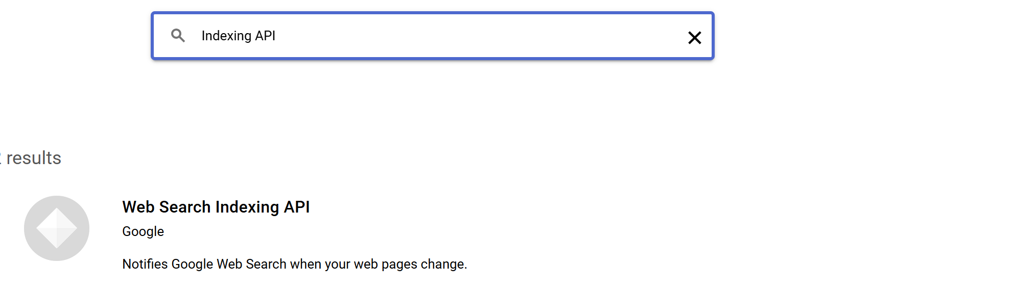 Search for "Indexing API"