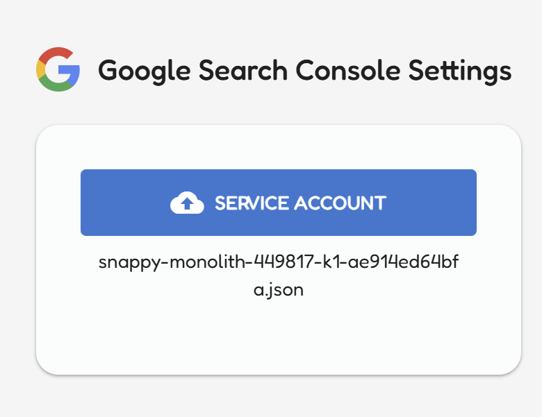 Click on service account button and add the JSON file