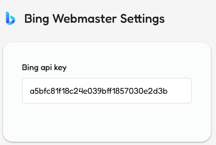 Bing API key settings in Better Search Console